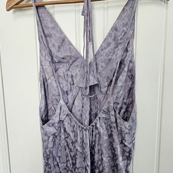 Topshop Heart Jacquard Slip Dress Womens Size 10 Purple Silky Maxi Fairy Elegant - Picture 8 of 12